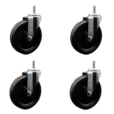 Service Caster 6'' Phenolic Swivel 7/16'' Grip Ring Stem Caster with Total Lock Brake, 4PK SCC-GR20S615-PHS-716138-4